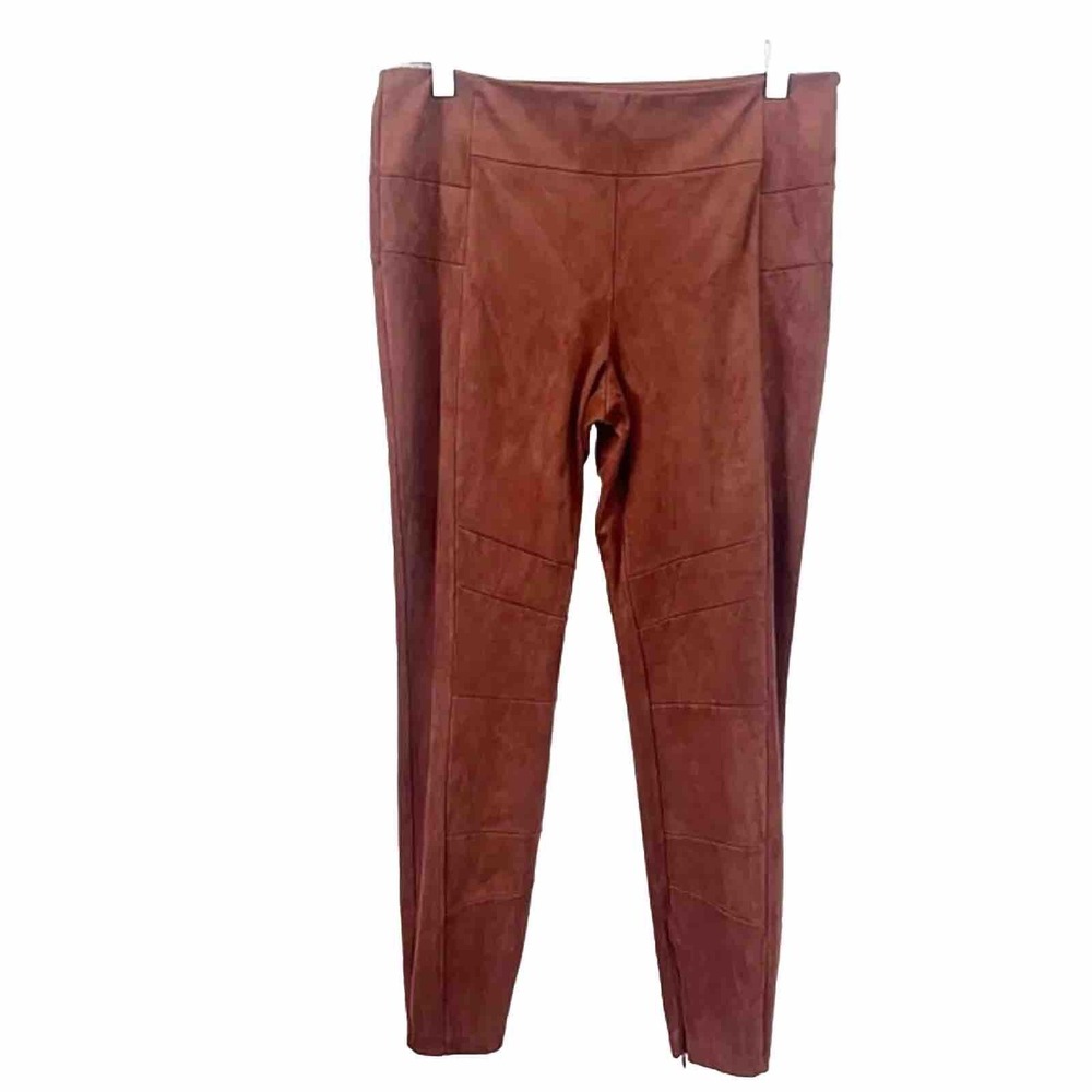 Sundance Womens 6 Rust Brown Faux Suede Moto Skinny Pants Side Ankle Zip HOL18